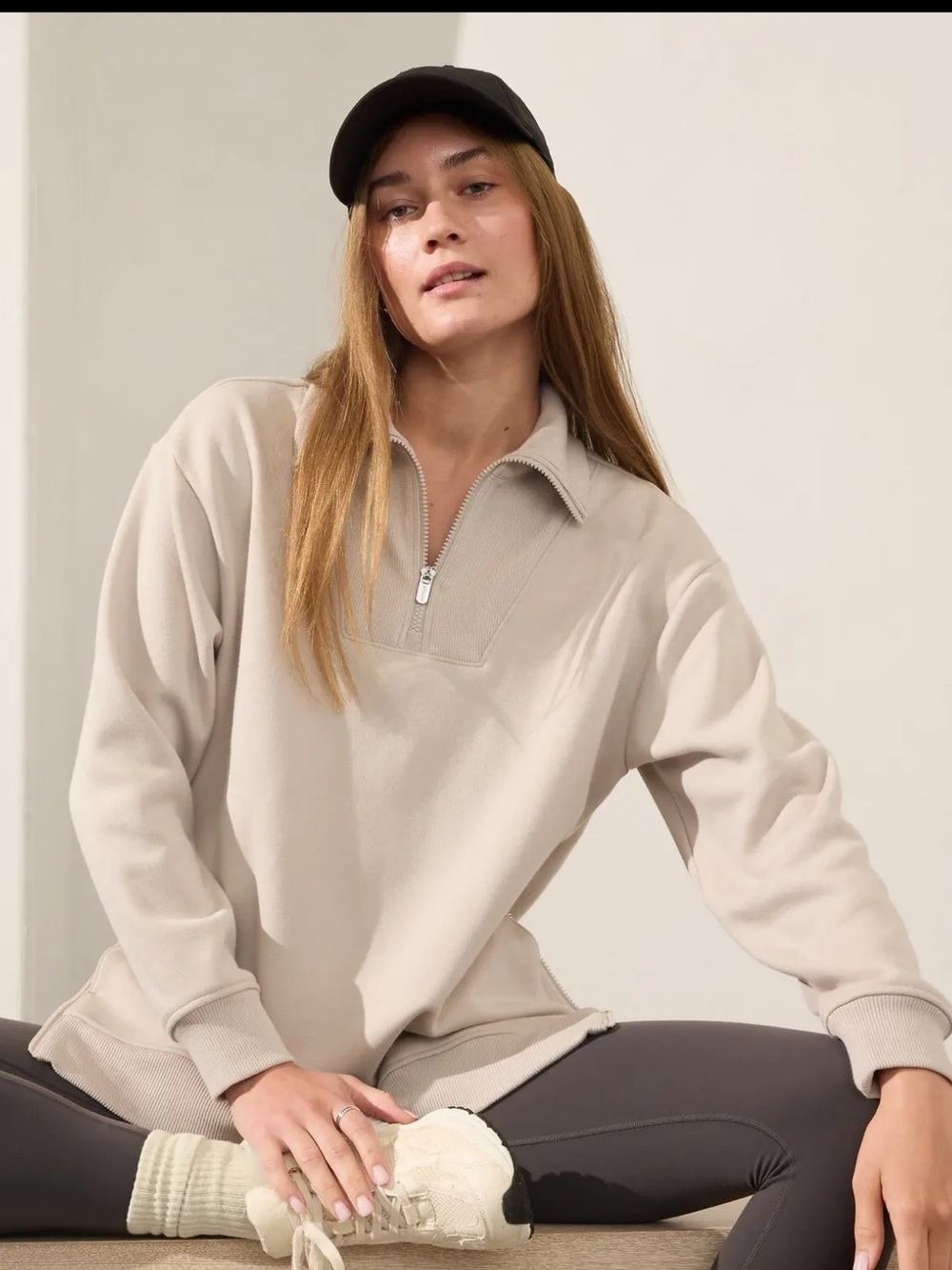 Athleta Cream Cozy Karma Half-Zip Pullover Sweatshirt - Picture 9 of 9